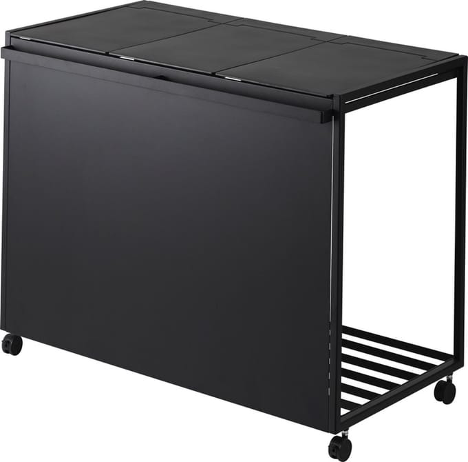 Yamazaki Afvalscheidingsprullenbak met wielen - 3 comp - Tower - Zwart