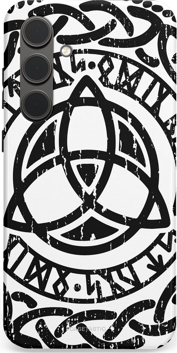Casetastic hoesje geschikt voor Samsung Galaxy S24 Plus - Dubbellaagse bescherming - Valhalla eer - Fashion Case - Wit Zwart Grijs