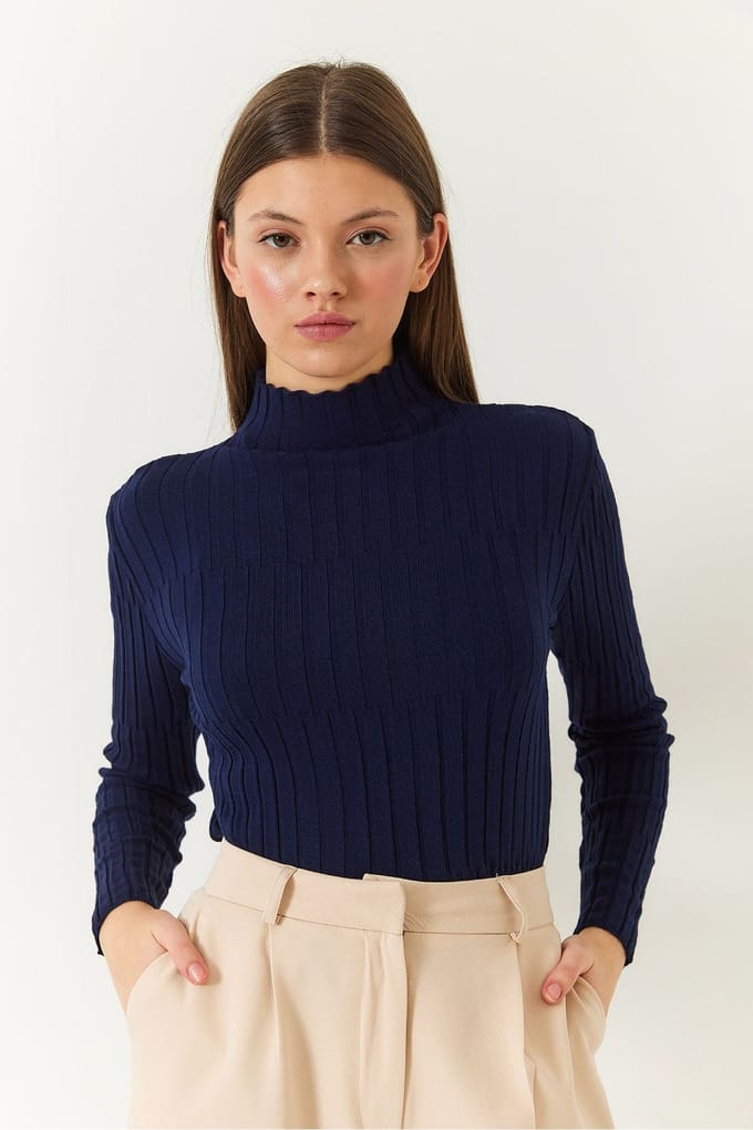 Gefitte Ribbeld Turtleneck Trui