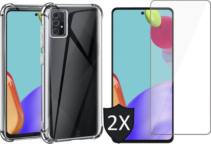 Hoesje geschikt voor Samsung Galaxy A52 - Shock Proof Case - Transparant - Met 2x Screenprotector