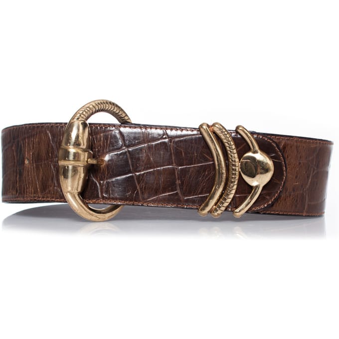 Gianni Versace Bruine riem van krokodillenleer