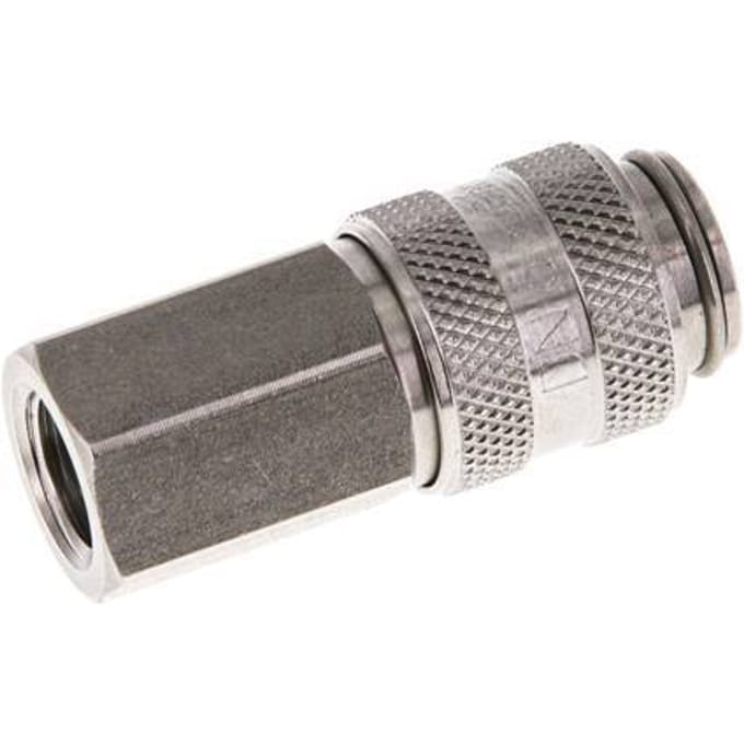 RVS DN 5 Luchtkoppeling Snelkoppeling G 1/8 inch Binnendraad Double Shut-Off - CLS5-F-S-SV-018