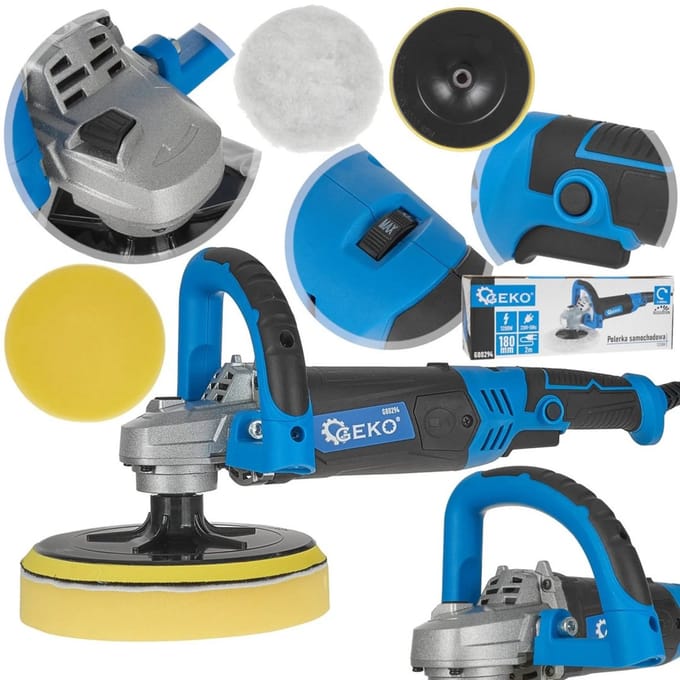 GEKO Autopoetser - Krachtig 1200W - 180mm Schijf - Ergonomisch Ontwerp - Variabele Snelheid
