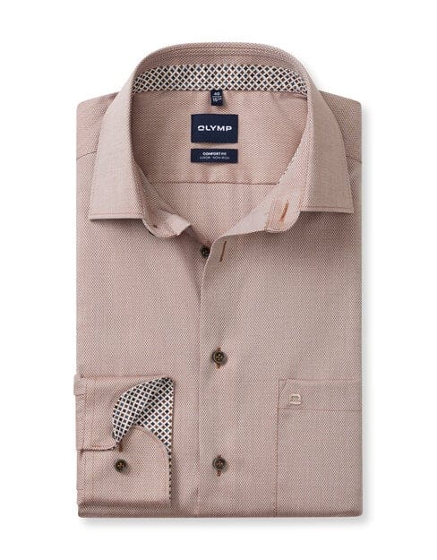 OLYMP Luxor Overhemd, Comfort Fit, New Kent, Nougat