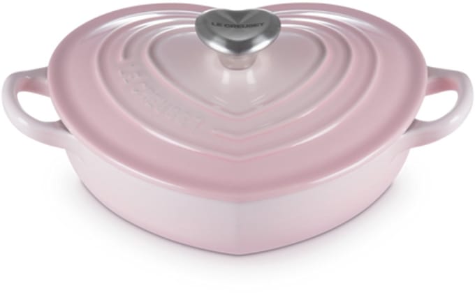 Le Creuset - Braadpan - Hart - in Geëmailleerd Gietijzer - met RVS Hartjesknop