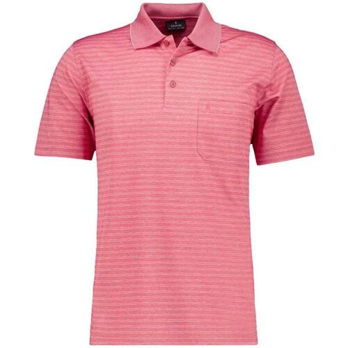 Ragman Polo Duo Fine Line Soft Knit Easy Care Bright Red Melange / male
