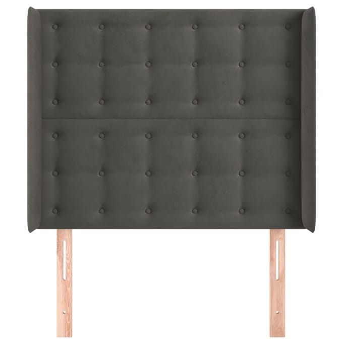 vidaXL - Hoofdbord - met - randen - 103x16x118/128 - cm - fluweel - donkergrijs