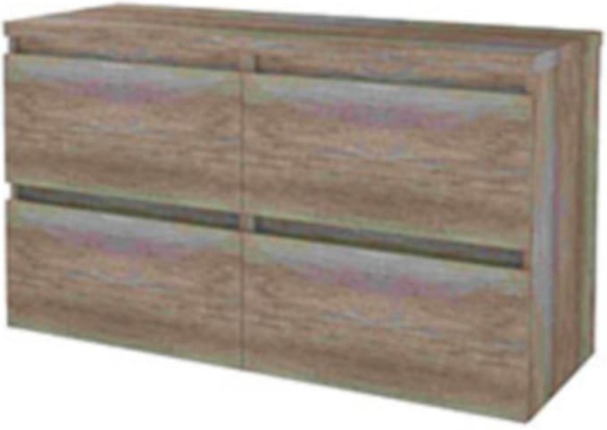 Basic-Line Start 46 Badkamermeubelset - 120 x 46 cm - Greeploos - 4 Lades - Wastafelblad - Scotch Oak