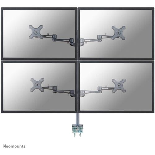 Neomounts FPMA-D935D4 Tafelbeugel voor monitor Aantal monteerbare displays: 4 Display(s) 25,4 cm (10) - 68,6 cm (27) Zilver Kantelbaar, Zwenkbaar,...
