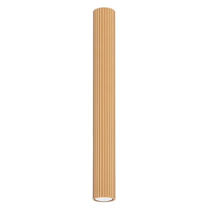 Plafondlamp KARBON 60 extra lange geribbelde buisspot van 60 cm - Sollux Lighting - IP20 - Goud aluminium behuizing - 6.5 x 6.5 x 60 cm - 1 x GU10 LED, exclusief lichtbron - Max. 10 W - Minimalistische plafondlamp voor slaapkamer, woonkamer en gang