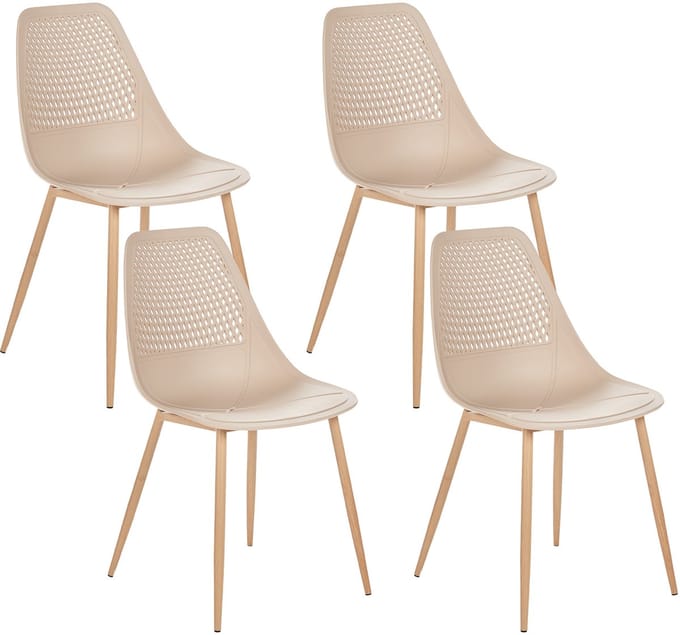 HAZELTON - Set van 4 stoelen - Beige - Synthetisch materiaal