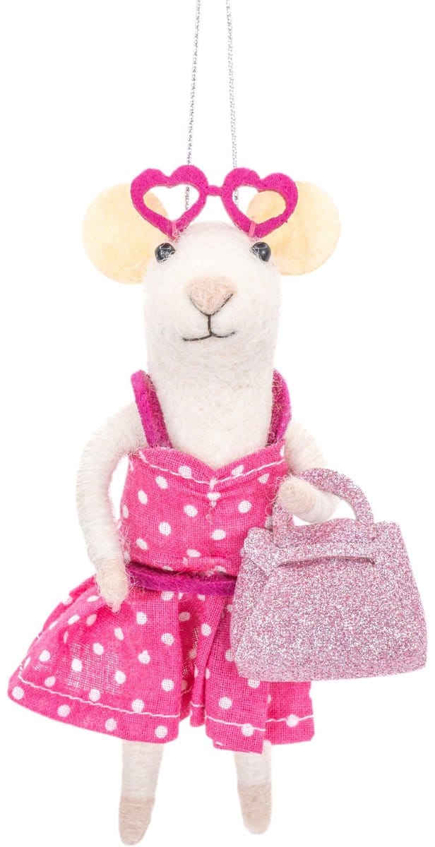 Margot muis vilten kersthanger - Sass & Belle