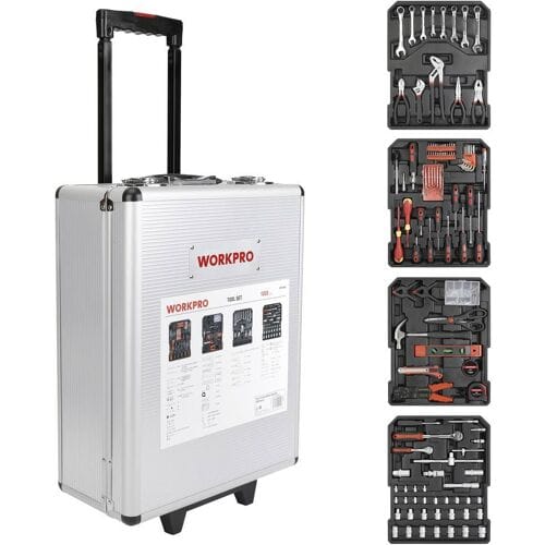 WorkPro WP1050 WP1050 Gereedschapsset Incl. koffer, Met wieltjes 1050-delig