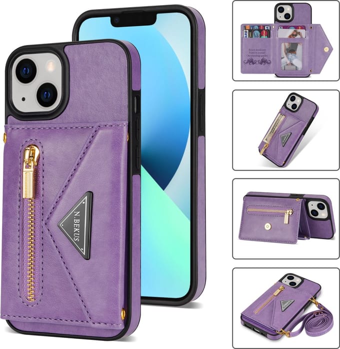 Back Cover geschikt voor Apple iPhone 14 Plus | Lederen Telefoonhoesje | Pasjeshouder | Paars