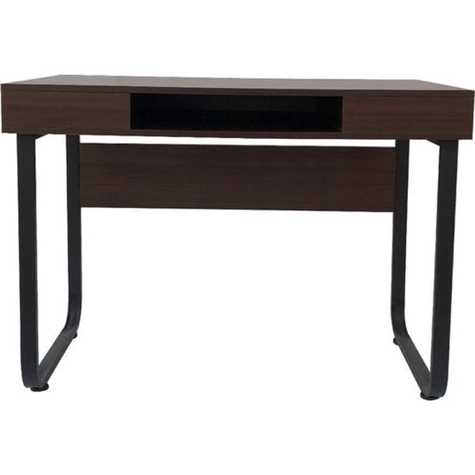 Bureau computer tafel Stoer - laptop buro - industrieel vintage - zwart metaal bruin hout