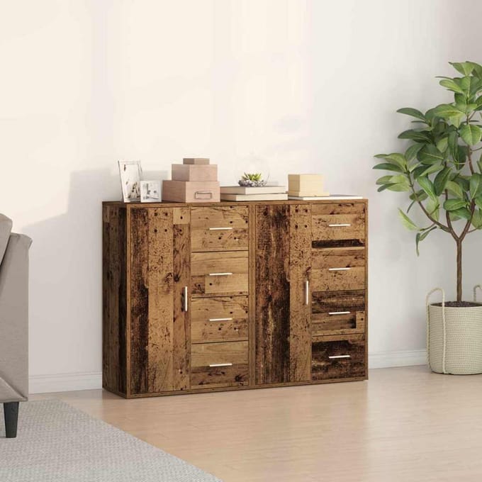 vidaXL - Dressoir - 2 - st - Oudhout - 60 - x - 31 - x - 84 - cm - Bewerkt - hout