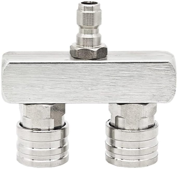 Hogedrukkoppeling Dubbel - Snelkoppeling 2-in-1 - Buiten Reinigen - Aluminium Constructie - 1/4 Inch - Zilver