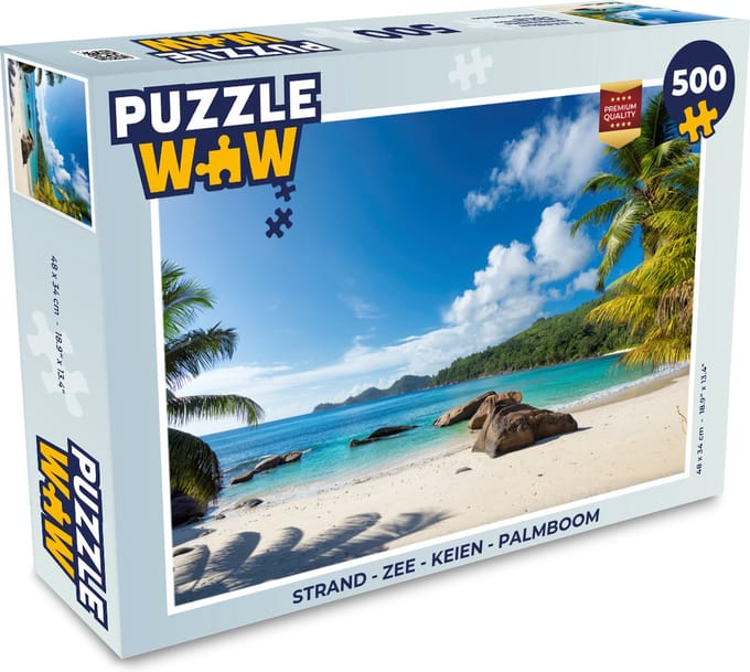 Puzzel Strand - Zee - Keien - Palmboom - Legpuzzel - Puzzel 500 stukjes