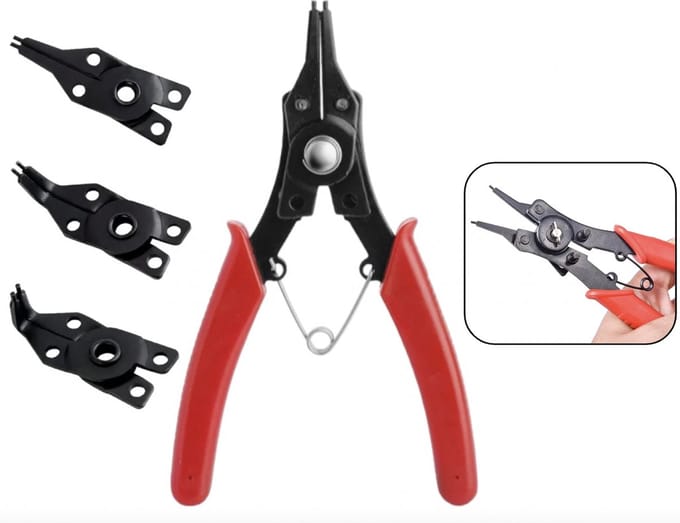 PD® - Borgveertang - 4 delig - Borgringtang - Seegerringtang - Rood - Zowel binnen- als buitenringen - 16cm