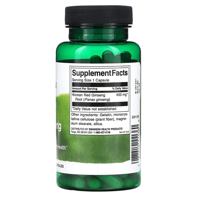 Volledig spectrum Koreaanse rode ginsengwortel, 400 mg, 90 capsules