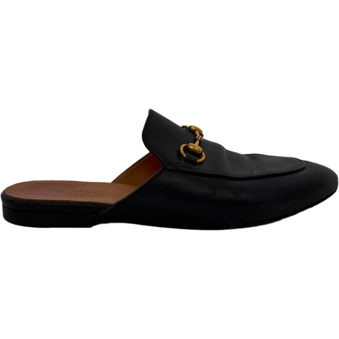 Gucci Princetown Mules in Zwart Leer