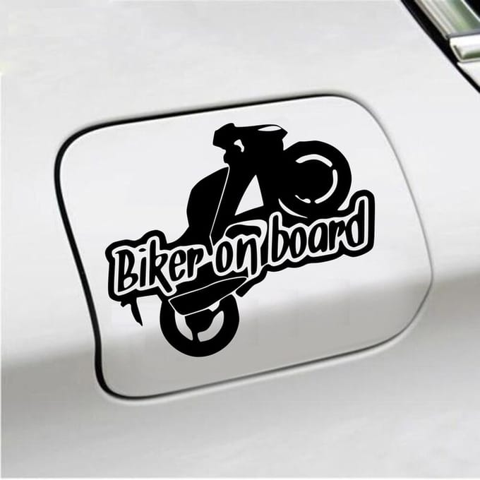Bumpersticker - Biker On Board - 11,9 X 14,8 - Zwart