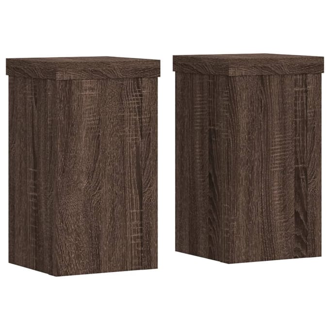 vidaXL - Plantenstandaards - 2 - st - 10x10x18 - cm - bewerkt - hout - bruin - eiken