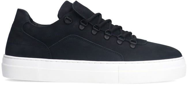 Manfield - Heren - Zwarte nubuck sneakers - Maat 45