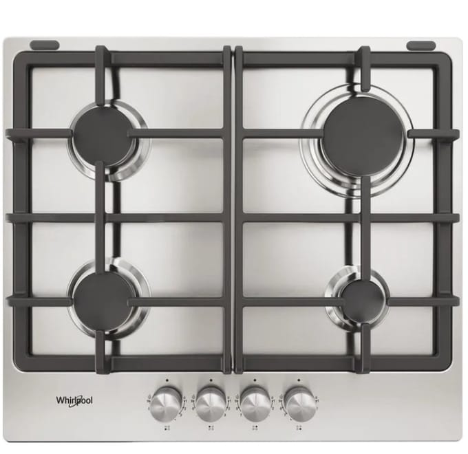 gaskookplaat 58cm 4 branders 7800w RVS - whirlpool - TGML660IX