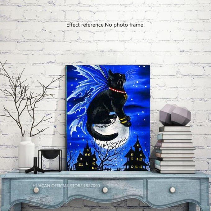 Peinture diamant thème animaux ronds, broderie complète 5d, mosaïque de chat, image en diamant, vente 20X30 blue