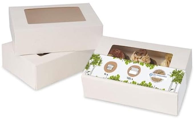 6-Piece Biodegradable Cupcake Muffin Box with Viewing Window - Eco-Friendly Pastry Gift Boxes