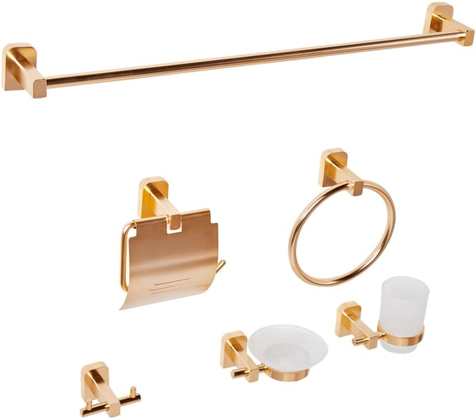 POCONE - 6-delige badkamer hardware set - Goud - Aluminium