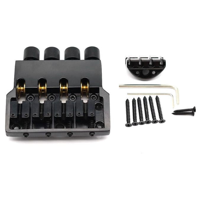 1Set Pont de Basse Électrique Pont de Cordes pour Basse Headless Selle pour Cordes à Boule Noir