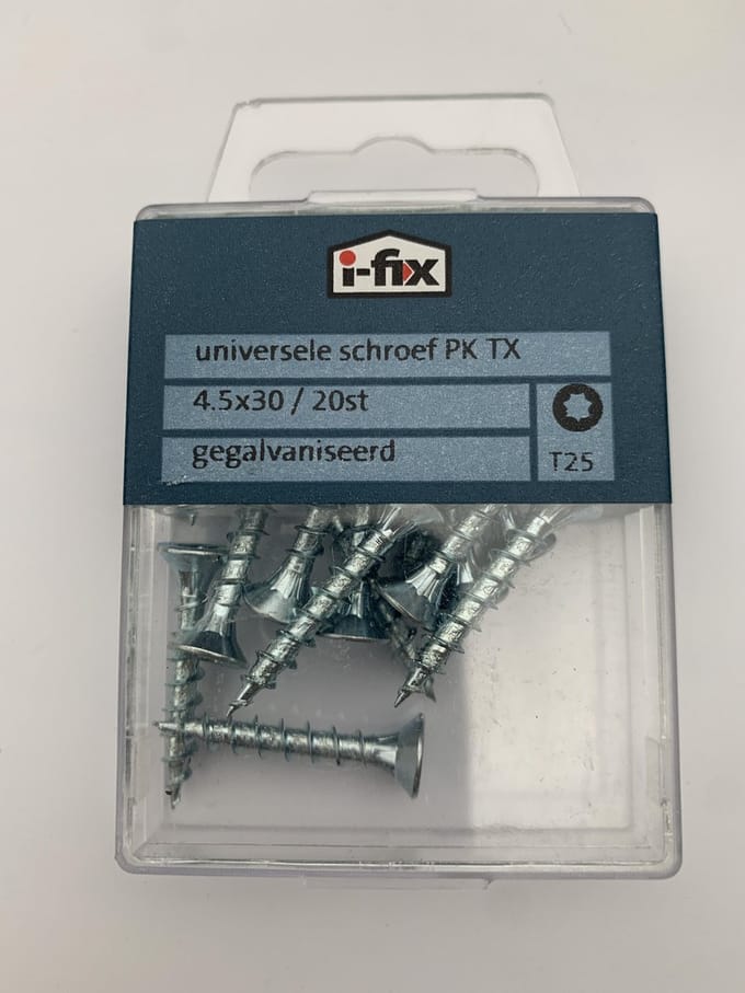 Universele schroef PK TX 4.5x30mm 20stuks gegalvaniseerd