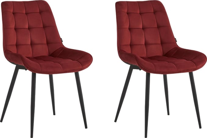 Colenis® - Quadra Eetkamerstoel - Set Van 2 - Bordeaux - Velvet - Design