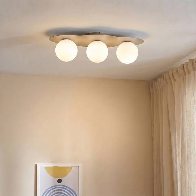 TK Lighting Plafondlamp Cloud, beige, 3-lamps, glas, lengte 51 cm, G9