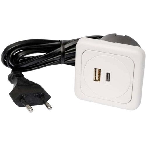 interBär 9016-018.81 3-voudig USB-laadbus Set van 1 stuks Met USB, Met USB-C IP20 Wit