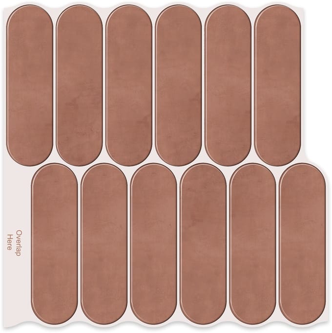 24Supply Plaktegels 10 Stuks - Glans - Ovaal Terracotta - 30.5x30.5cm
