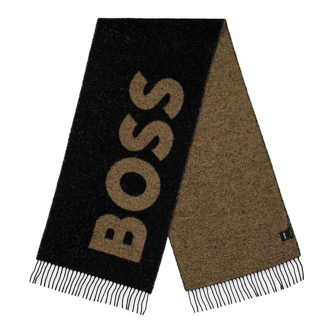 Boss Armin jacquard sjaal met logo (Zwart)