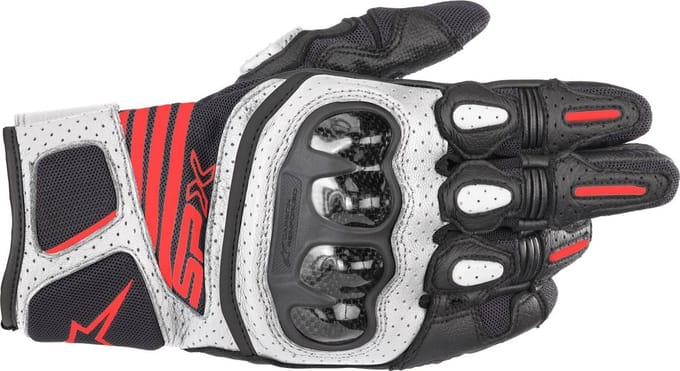 Alpinestars SP X Air Carbon V2 Zwart Wit Fluo Rood - Handschoen