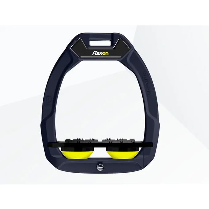 Ruitersveiligheidsbeugels Plat Ultra Grip Marine/Zwart/Geel Flex-On Safe-On