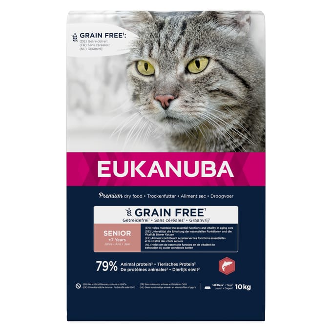 2kg Eukanuba Senior Graanvrij Zalmrijk Droog Kattenvoer
