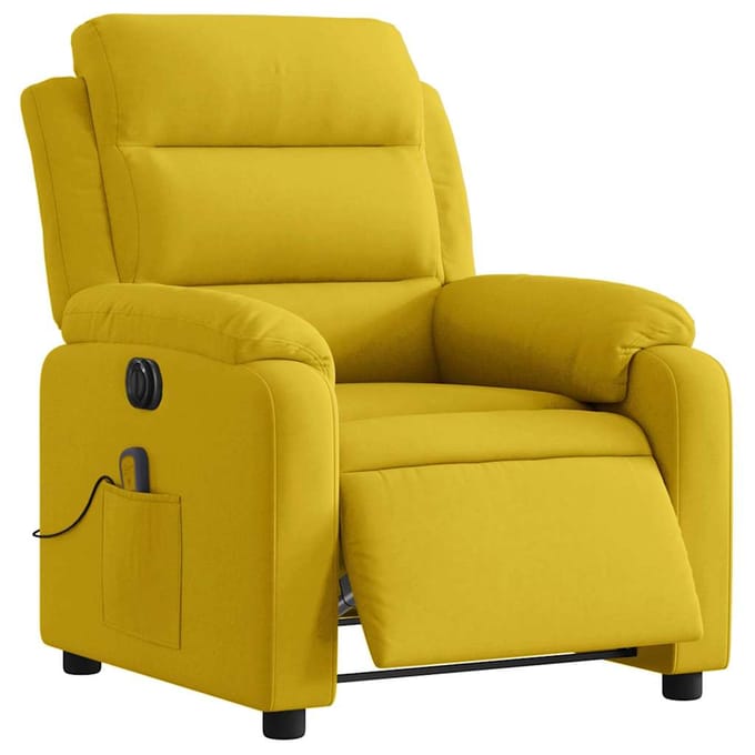 vidaXL - Massagestoel - elektrisch - verstelbaar - fluweel - geel