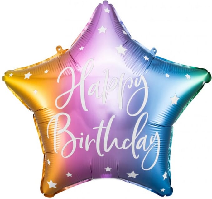 Partydeco - Folieballon Ster Happy Birthday