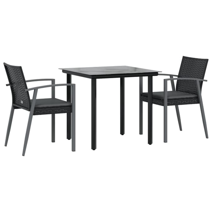 vidaXL - 3-delige - Tuinset - met - kussens - poly - rattan - en - staal