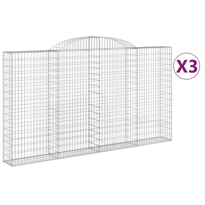 vidaXL - Schanskorven - 3 - st - gewelfd - 300x30x160/180 - cm - ijzer