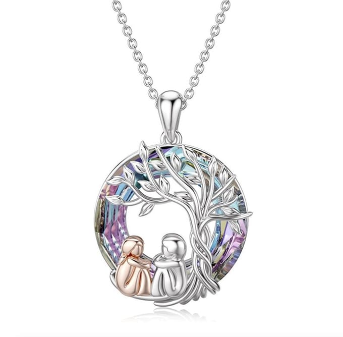 Bijoux by Ive - Ketting met hanger -  2 kindjes op een multicolor ring
