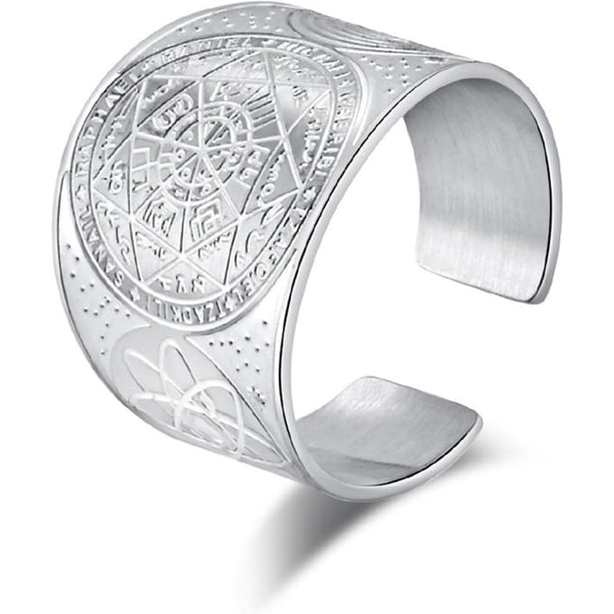 Titanium Stalen Ring met Verstelbare Maat Vintage Antiek Handgemaakte Sieraden 10 #(opening adjustable) gray