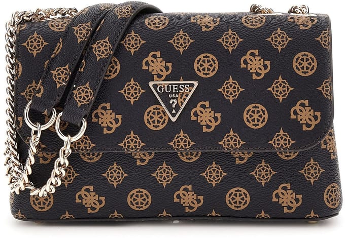 GUESS Schoudertas Daryna II Convertible Xbody Flap Bag Mocha Logo Donkerbruin