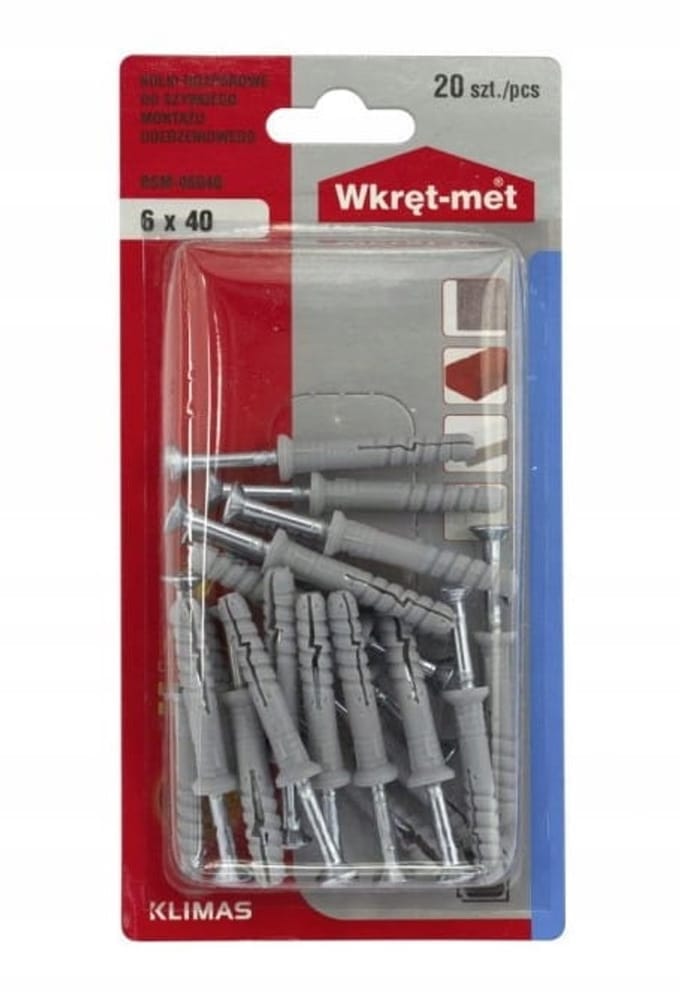 Wkręt-met - Universele Pluggen - 6x40mm - 20 stuks - Polipropyleen/Staal